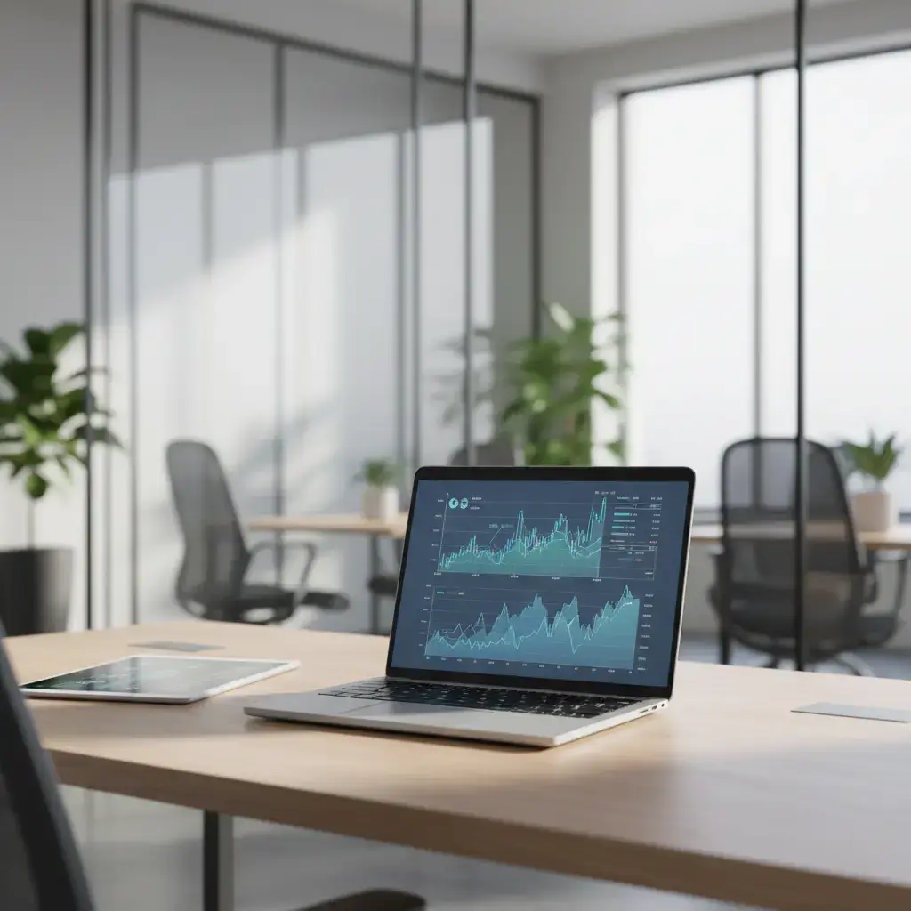 Laptop and charts