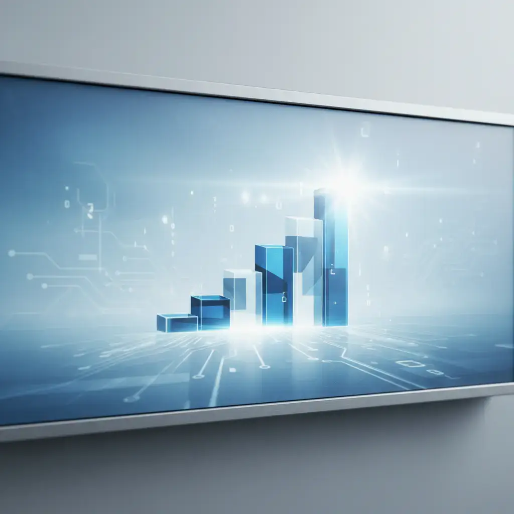 Digital graphic of a rising bar chart